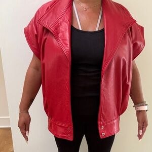 Vakko red leather vest size small